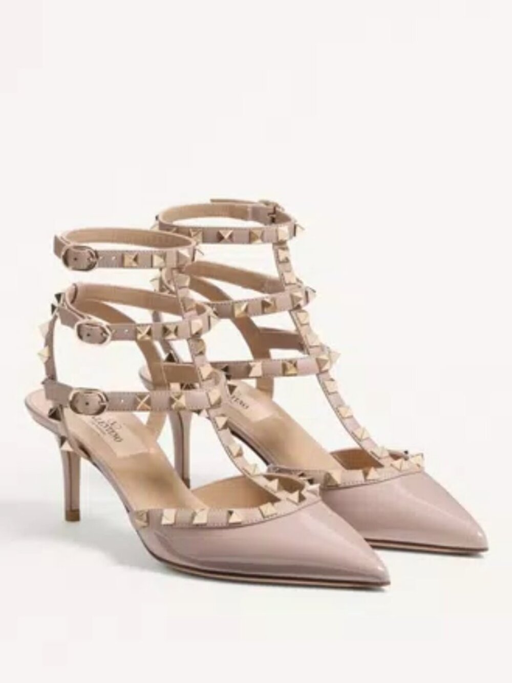 Valentino Rockstud 65 patent-leather caged pumps 12 NUDE
